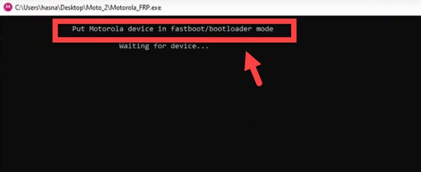 Put your Motorola device in fastboot/bootloader mode