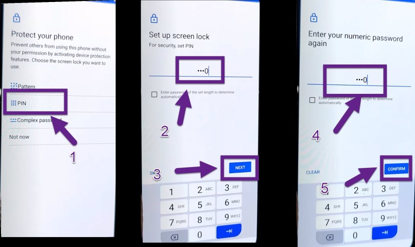 Set up screen Pin lock