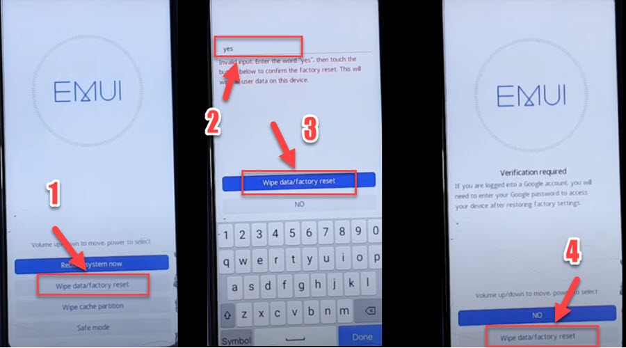 Click on wipe data/factory reset